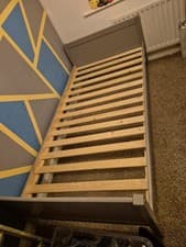 Image of Grey Wooden Bed Frame Single, No Mattress