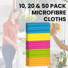 Image of XL Microfibre Cleaning Cloth 40x40cm Streak-Free Washable Multipack 10 20 50