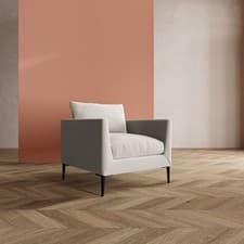 Image of Swoon Catalan armchair in ice grey with brass legs BNWT