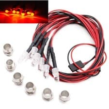 Image of RC LED brake lights - 6 Red 5mm LED Lights wih JR JST direct plug in - Universal