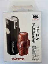 Image of CATEYE AMPP 500S & VIZ 150 Front & Rear Cycle Light Set - New - Packaging Tired