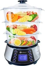 Image of NaturoPure Food Steamer 11.5L Capacity, 3 Tier Electric Steamer, 6 Preset