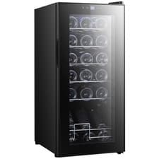 Image of HOMCOM 50L Undercounter Wine Cooler Fridge with LED Light Glass Door 18 Bottles
