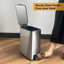 Image of 2 x Bin Kitchen Bin 45L + 10L, Bathroom Bin Trash Soft Close Lid,Slim Pedal Bin