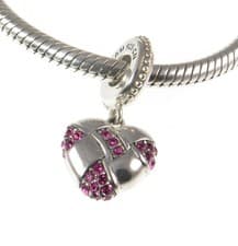 Image of Chamilia 925 silver & crystal PINK WOVEN HEART dangle charm bead, love, wedding