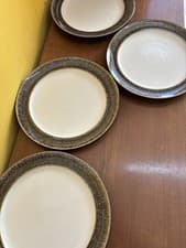 Image of Set of 4 Denby Halo Praline Dinner Plates 28cm Excellent Condition