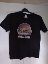 Image of The Mandalorian Baby Yoda Star Wars  Short Sleeve Black T-Shirt Aged 12_13 NEW