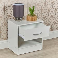 Image of 1 Drawer Compact Wooden Bedroom Bedside Cabinet Furniture Nightstand Side Table