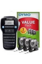 Image of Dymo Label Manager/printer 160 Starter Kit + 3 Rolls of D1 Tape Black on white