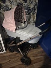 Image of Billie Faiers My Babiie Mb400 Pram System Pink Grey Clouds Excellent Condition