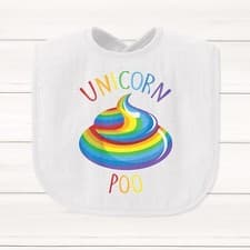 Image of Unicorn Poo Baby Bib Funny Gift Present Mythical Rainbow Magical