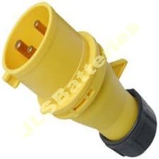 Image of Yellow 32A Industrial 110V - 130v Rated Plug 2P+E