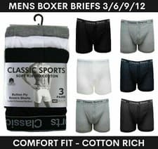 Image of 3-12 Pack Mens Plain Boxers Shorts Classic Comfort Underwear Briefs Lot M-2XL