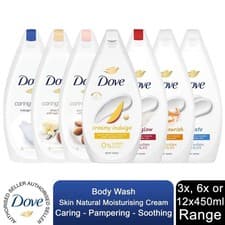 Image of Dove Body Wash Moisturising Cream Caring/Pampering/Soothing 3x, 6x or 12x, 450ml