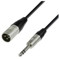Image of Adam Hall K4BMV0300 XLR Cable 3m Black 3-pin XLR to 6.3mm stereo jack plug