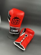 Image of ONBOXING OB2 Pro Boxing Gloves - Red/White Leather Lace-Up Sparring Training