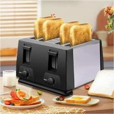 Image of 4 Slice Extra Wide Slot with Variable Browning Defrost Reheat Black Toaster