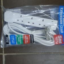Image of 4 Way Gang Power Mains Extension Lead Cable 5M Metre British Approved 13A Amps