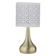 Image of Modern Antique Brass Touch Table Lamp Bedside Light White Cut Out Shade