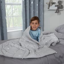 Image of OHS Kids Star Teddy Fleece Weighted Blanket, Silver Grey - 3kg