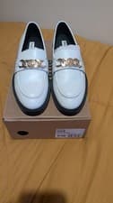 Image of Dune London Give White Leather Loafers Size 5