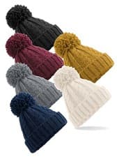 Image of Mens Womens MUSTARD GREY MAROON BEIGE or BLACK Cable Knit Pom Pom Beanie Ski Hat