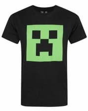 Image of Minecraft Creeper Face Boys Kids Black Glow In Dark T Shirt Official Tee 