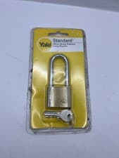 Image of Yale Standard 40mm Brass Padlock Long Shackle With 3 Keys New Sealed