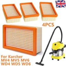 Image of 4x Flat-Pleated Filter For Karcher WD4 WD5 WD6 Premium Renovation Vacuum Cleaner