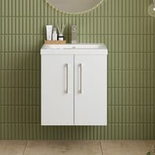 Image of Nuie Arno Wall Hung 2-Door Vanity Unit with Basin-1 500mm Wide - Gloss White