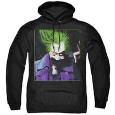 Image of Batman Arkham Asylum Hoodie Joker Portrait Black Hoody