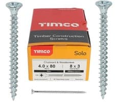Image of Timco SOLO BZP Double Countersunk Chipboard Wood Screws Flat Head 3.5mm-6mm Zinc