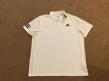 Image of Adidas Club Tennis 3 Stripe Polo Shirt White In Mens Size XLarge BRAND NEW