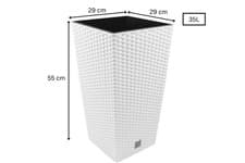 Image of Plant Pot Square Rattan Plastic Indoor & Outdoor Garden Planter – Multiple Sizes