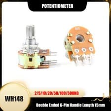 Image of WH148 Potentiometer Double Ended 6-Pin Handle Length 15mm 2/5/10/20/50/100/500KΩ