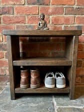 Image of Handmade Rustic Wooden Shoe Rack/ Bench/ Shoe Storage