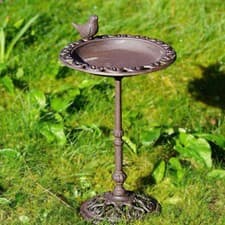 Image of Cast Iron Bird Bath |Outdoor Garden Metal Bird Feeder Antique Freestanding Robin