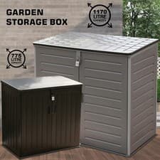 Image of Large Outdoor Plastic Storage Box with Lid & Padlock Huge Capacity Garage