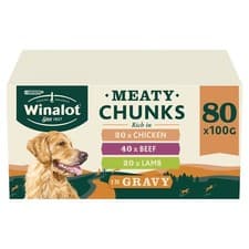 Image of Winalot Meaty Chunks Mixed In Gravy Wet Dog Food Mega Pouch - 80 x 100g