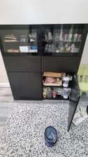 Image of 3 Door Cabinet Storage With One Glass Cabinet
