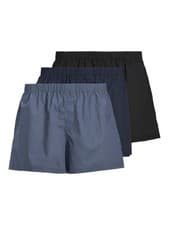 Image of Jack & Jones Jacmilano 3 Pack Woven Boxers 100% Cotton - Indigo / Navy / Black