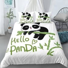 Image of Hello Panda From The Bamboo Bed Sheets Duvet Cover Bedding Set With Pillowcases