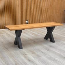 Image of Furniture Village Bodahl 'Terra' Dining Bench Solid Oak 140cm X-Shaped Legs