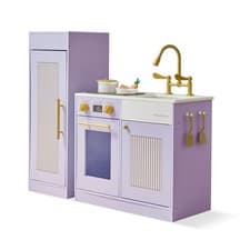 Image of Teamson Kids Chester Play Kitchen in Purple with Fridge, Stove & Hooks