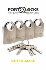 Image of HEAVY DUTY PROTECTED SHACKLE CONTAINER SHED PADLOCK 50MM * KEYED ALIKE * X 4