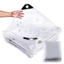 Image of Clear PVC Tarpaulin Sheet Heavy Duty Waterproof Glass Tarp Pet Hutch Cover UK