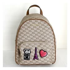 Image of KARL LAGERFELD PARIS Khloe Backpack Tan Monogram/Logo $198.00