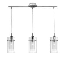 Image of 3 Lights Chrome Finish Ceiling Fitting Pendant Bar Light with Double Glass Shade