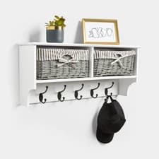 Image of Wall Mounted Hall Rack with Hooks and Storage Baskets