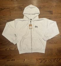 Image of Stussy Basic Zip Up Hoodie-Ash Heather-Sz Med-Authentic ✅
